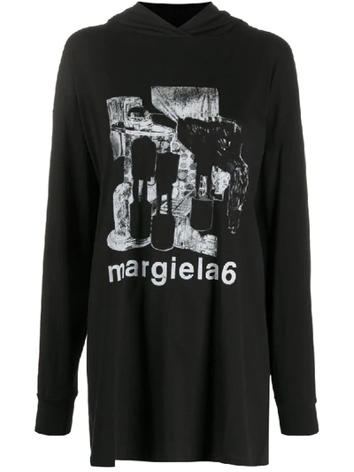 Shop Mm6 Maison Margiela Abstract-print Hoodie In Black
