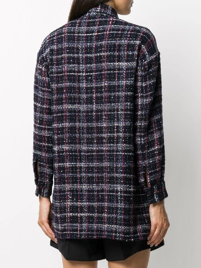 PINKO TARTAN PATTERN SINGLE-BREASTED COAT 