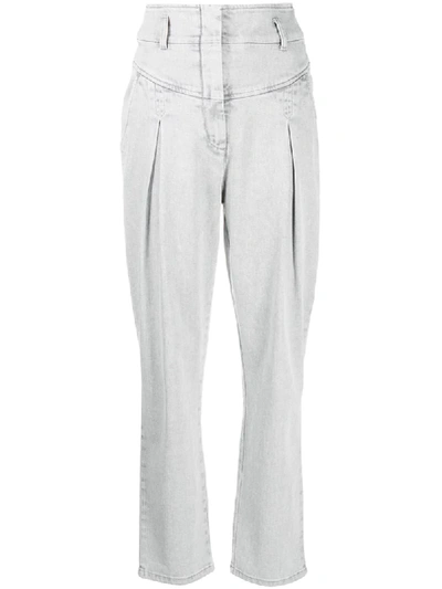 Shop Alberta Ferretti High-waisted Pleated Jeans In Grey