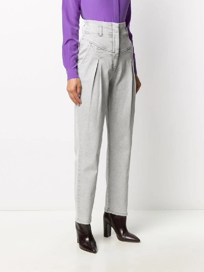 Shop Alberta Ferretti High-waisted Pleated Jeans In Grey