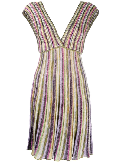 Shop M Missoni Striped Knit Midi Dress In Purple