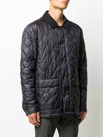 Shop Z Zegna Quilted Down Jacket In Blue