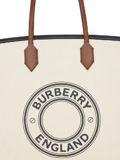 Shop Burberry Graphic Logo Society Tote Bag In Neutrals