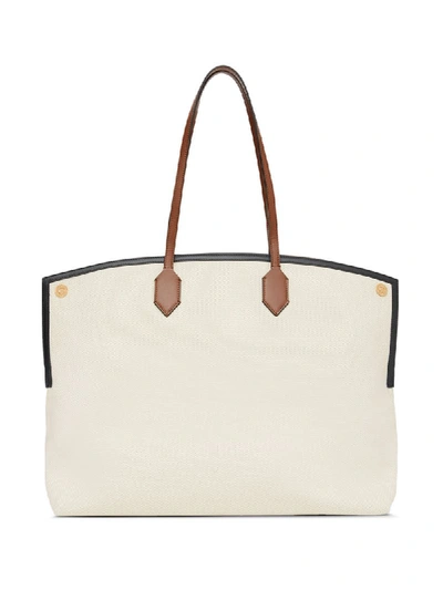 Shop Burberry Graphic Logo Society Tote Bag In Neutrals