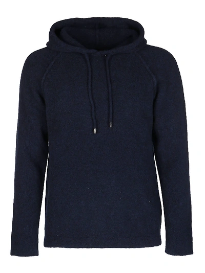Shop Giorgio Armani Midnight Blue Virgin Wool-yak Blend Sweatshirt