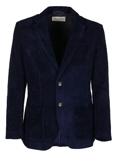 Shop Etro Blue Cotton-blend Blazer