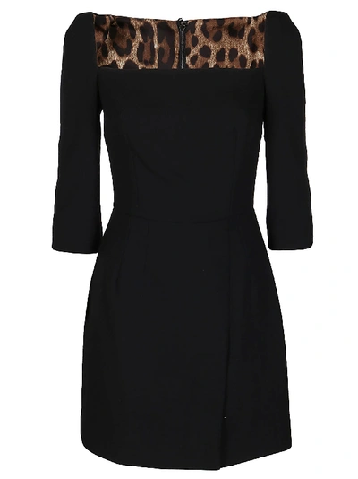 Shop Dolce & Gabbana Black Wool Blend Dress