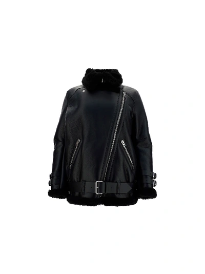 Shop Acne Studios Leather Shearling Jacket In Black/black