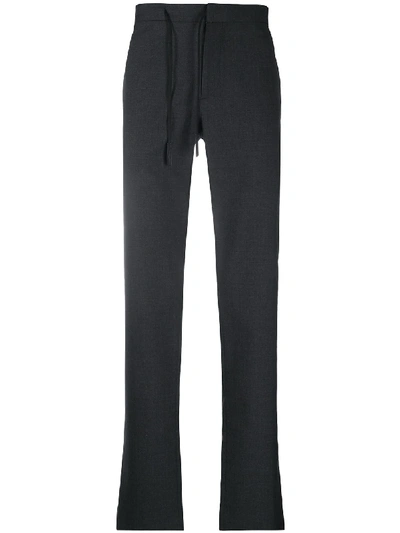 Shop Maison Margiela Drawstring Straight-leg Tailored Trousers In Grey