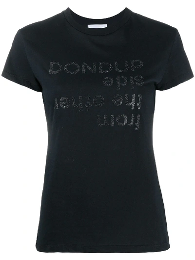 Shop Dondup Graphic-print Crew Neck T-shirt In Black