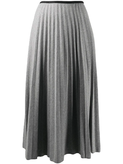 Shop Moncler Pleated Midi Skirt In Grey