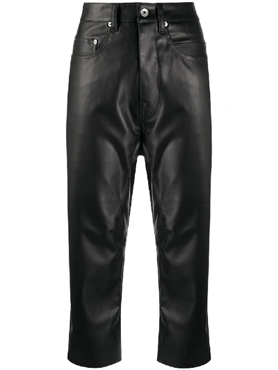 Shop Rick Owens Drkshdw Cropped Faux-leather Trousers In Black