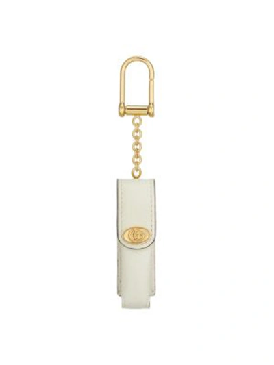 Shop Gucci Women's Leather Single Porte-rouges Keychain In White