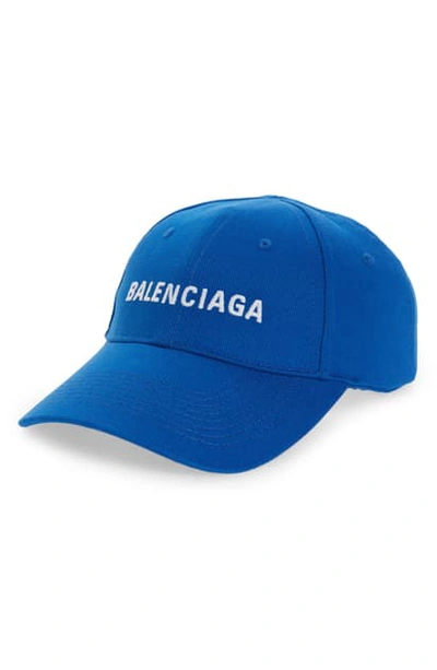 Shop Balenciaga Classic Sea Baseball Cap In Sapphire/ White