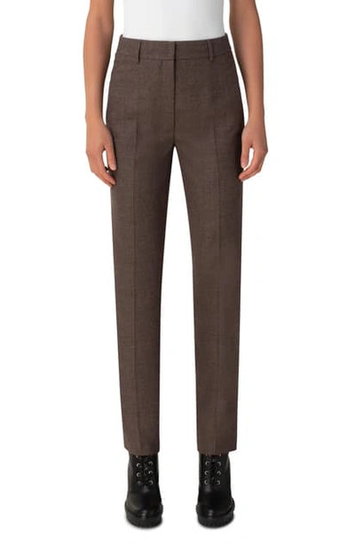 Shop Akris Wool Stretch Flannel Pants In Taupe