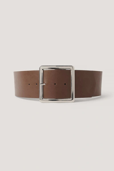 Shop Na-kd Big Buckle Waist Belt - Brown