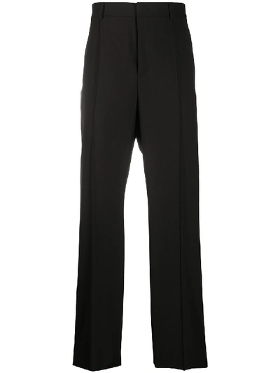 Shop Valentino Wool Blend Straight-leg Trousers In Black