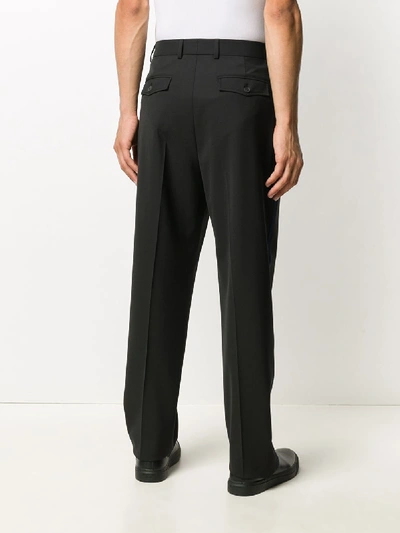 Shop Valentino Wool Blend Straight-leg Trousers In Black