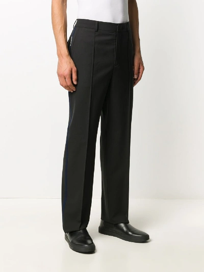 Shop Valentino Wool Blend Straight-leg Trousers In Black