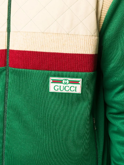 Shop Gucci Cotton-blend Colour-block Bomber Jacket In Green