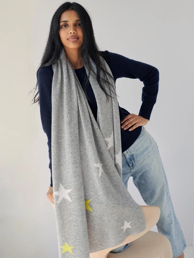 Shop White + Warren Star Mini Cashmere Travel Wrap In Medium Grey