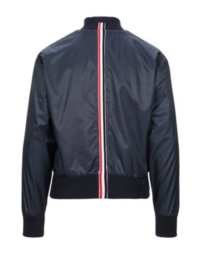 Shop Thom Browne Man Jacket Midnight Blue Size 4 Polyester, Cotton