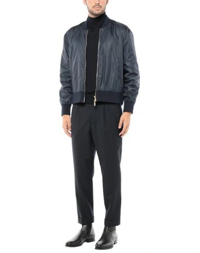 Shop Thom Browne Man Jacket Midnight Blue Size 4 Polyester, Cotton