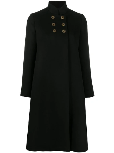 Shop Gucci Double-breasted Mid-length Coat In Black