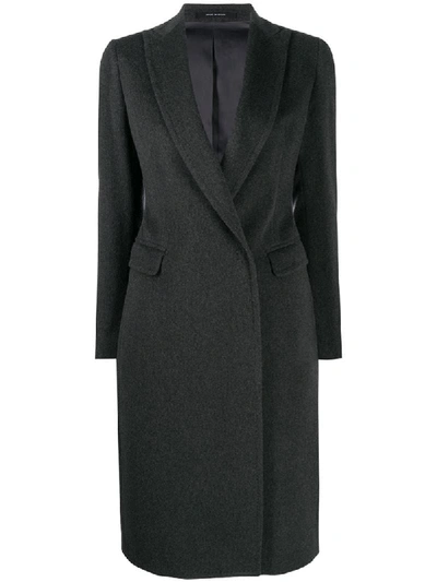 Shop Tagliatore Long-sleeve Double Breasted Coat In Grey