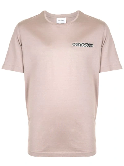 Shop Ferragamo Gancio-trimmed T-shirt In Brown