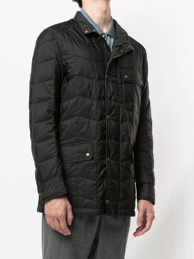 Shop Ferragamo Single-breasted Quilted Jacket In Black