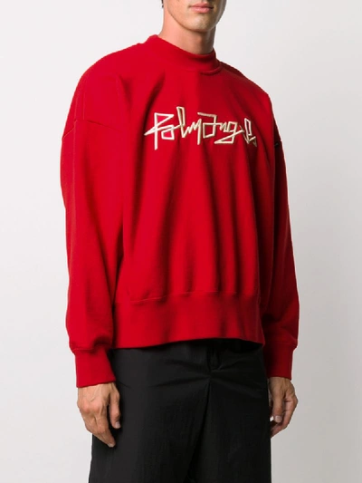 Shop Palm Angels Desert Logo Print Sweatshirt In Red