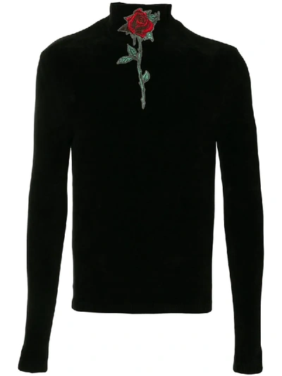 Shop Y/project Rose Embroidered Mock Neck Jumper In Black
