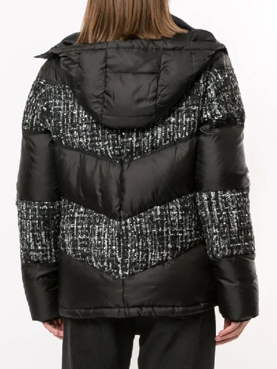 Shop Karl Lagerfeld Tweed Padded Jacket In Black