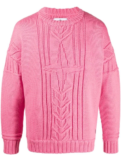 Shop Stone Island Chunky-knit Crew Neck Jumper In Pink