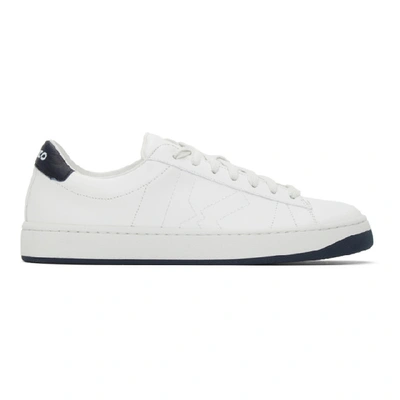 Shop Kenzo White And Navy Sport Logo Sneakers In 76 Navy Blu