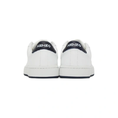 Shop Kenzo White And Navy Sport Logo Sneakers In 76 Navy Blu