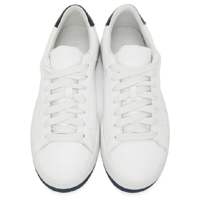 Shop Kenzo White And Navy Sport Logo Sneakers In 76 Navy Blu