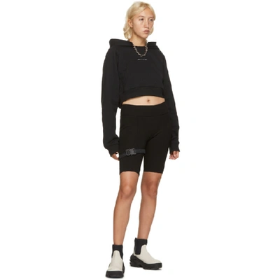 Shop Alyx 1017  9sm Black Cropped Visual Hoodie In Blk0001 Bla