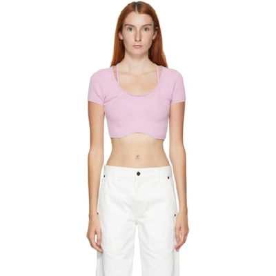 Shop Jacquemus Pink La Maille Lauris T-shirt In Light Pink