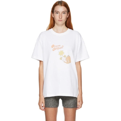 Shop Jacquemus White & Orange 'le T-shirt Jacques' T-shirt
