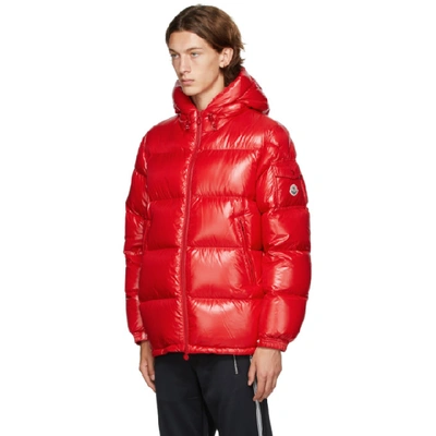 Shop Moncler Red Down Ecrins Jacket In Red Fill: 90% Goose Down, 10% Feathers.