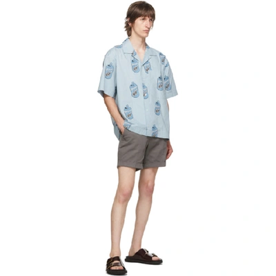 Shop Jacquemus Blue 'la Chemise Jean' Short Sleeve Shirt In Blue Can Pr