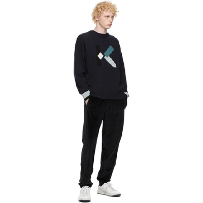 Shop Kenzo Navy Wool K Logo Sweater In 76 Navy Blu