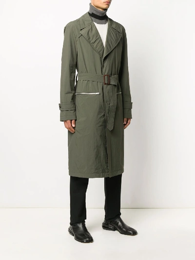 Shop Maison Margiela Belted Trench Coat In Green