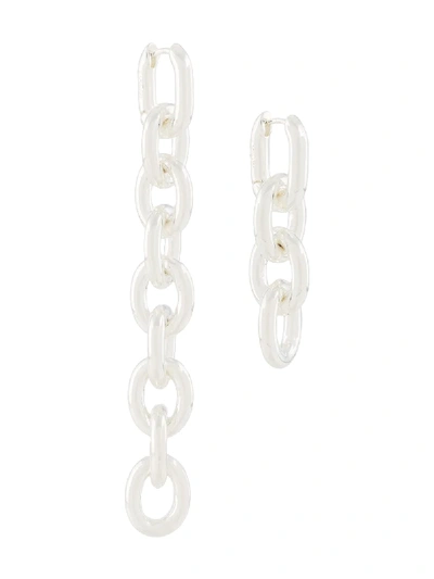 Shop Numbering Drop-chain Earrings In Silver