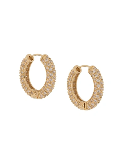 Shop Numbering Pavé Hoop Earrings In Gold