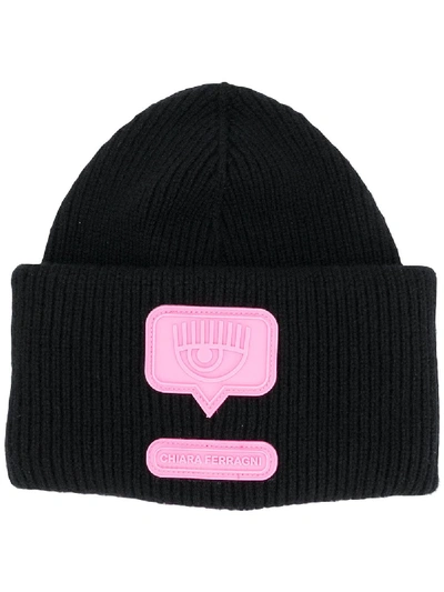 Shop Chiara Ferragni Eyelike Beanie In Black