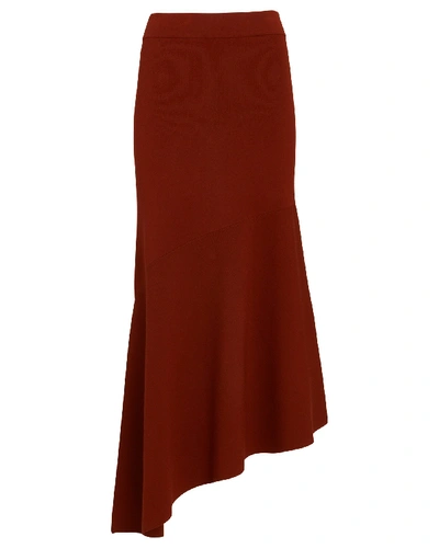 Shop A.l.c Jasper Asymmetrical Knit Midi Skirt In Red-drk