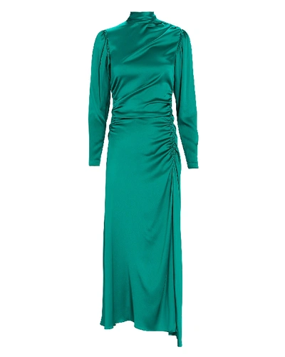 Shop A.l.c Isabella Silk High Neck Midi Dress In Green